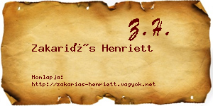 Zakariás Henriett névjegykártya